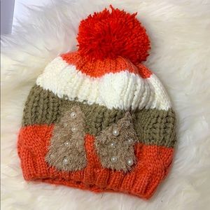 Bow Pearl Knit Hat
